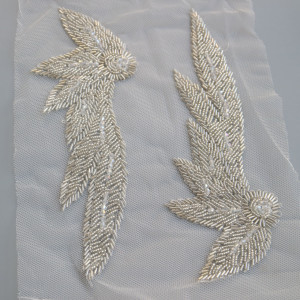 Aplicatie Margele Argintii, 22 x 8 cm, (2 Bucati/Set) - Img 1