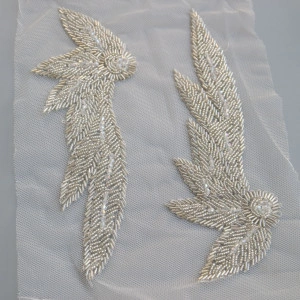 Aplicatie Margele Argintii, 22 x 8 cm, (2 Bucati/Set)