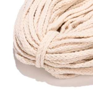 Beige Cotton Snur, Impletit, 6-12mm