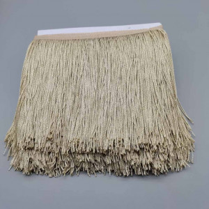 Beige Lurex Fringes, 15 cm