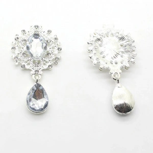 Buttons Silver Crystal Silver Crystal Pendants, 25x45 MM