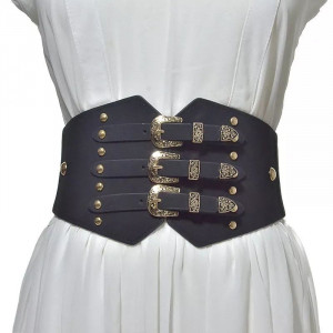 Corset Belt with Buckles, Black, Elastic - Img 4