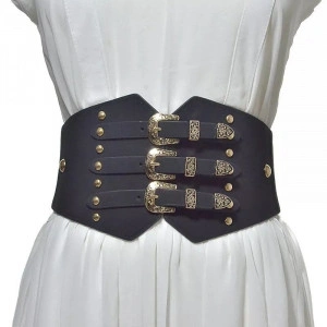 Corset Belt with Buckles, Black, Elastic - Img 4