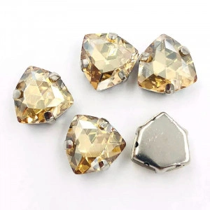 Cristale de Cusut Sticla, Galben, 12MM, Baza Argintiu (5 bucati/set)