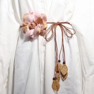 Curea Decorativa Talie cu Floare 3D, Nude - Img 2