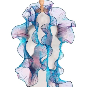 Dantela Plisata, Volan, Aquamarin, 15 cm
