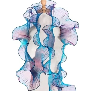 Dantela Plisata, Volan, Aquamarin, 15 cm