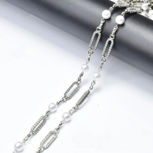 Decorative Chain with Strass and Pearls, 1 cm