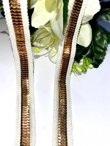 Embroidered Lace with Metallic Chain