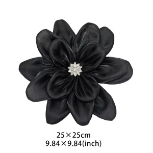 Floare Decorativa cu Cristale, Negru, 25 x 25 cm - Img 2