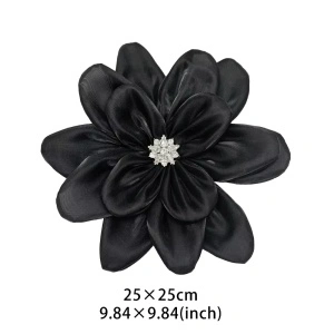 Floare Decorativa cu Cristale, Negru, 25 x 25 cm - Img 2