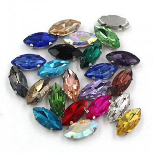 Glass Stitching Crystals, 10mm, Silver Base, (10 pcs/set) - Img 1