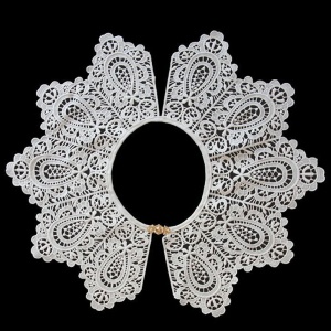Guler Decorativ Brodat Alb, 48 x 29 cm - Img 2