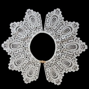 Guler Decorativ Brodat Alb, 48 x 29 cm - Img 2