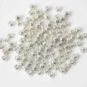 Margele Rotunde Sticla, Argintiu, 3mm (15g/punga)