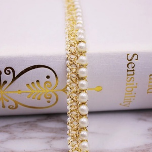 Pearl and Lurex Pasmanterie Band, 1.5 cm - Img 2