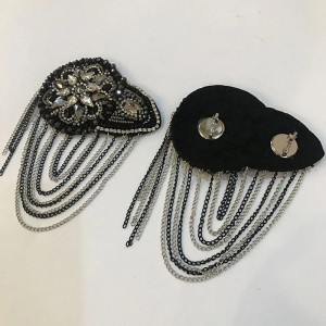Round Epaulettes Set with Beads & Crystals - Img 3