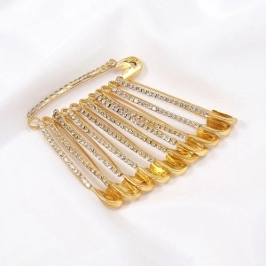 Safety Pins with Strips, Gold/Silver, 5.6x1.3 cm - Img 2