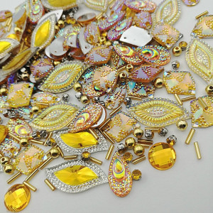 Set of Crystals, Stones and Sewing Beads, Topaz