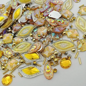 Set of Crystals, Stones and Sewing Beads, Topaz