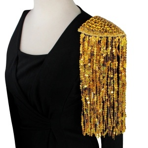 Set of Epaulettes with Crystals and Sequins, Gold, 41 x 15 cm, (2 Pieces/Set) - Img 2