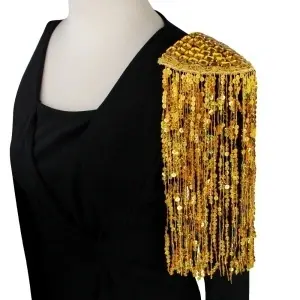 Set of Epaulettes with Crystals and Sequins, Gold, 41 x 15 cm, (2 Pieces/Set) - Img 2