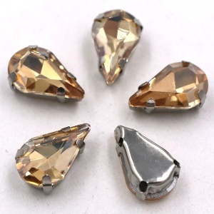 Sewing Crystals Glass Teardrop, 10/13MM, Silver Base (1 piece) - Img 2