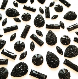 Sewing Stones, Black, Various Shapes
