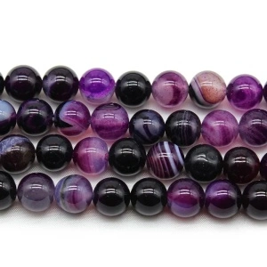 Sirag Agate 8mm, Mov (aprox. 45 buc/sirag)
