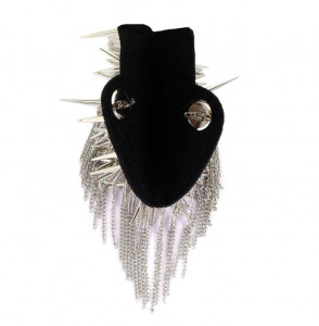 Spiked Epaulettes Set, Detachable Silver Chains - Img 2