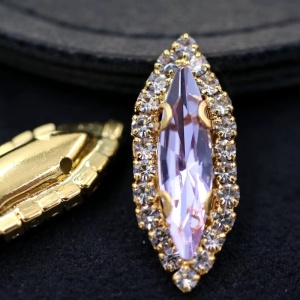 15mm Glass Sewing Crystals – Gold Base (1 piece) - Img 3