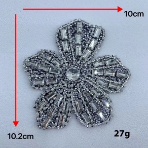 Aplicatie Floare cu Strasuri si Cristale Sticla, Diverse Dimensiuni - Img 2