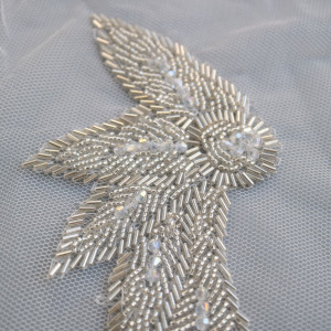 Aplicatie Margele Argintii, 22 x 8 cm, (2 Bucati/Set) - Img 2
