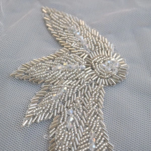 Aplicatie Margele Argintii, 22 x 8 cm, (2 Bucati/Set) - Img 2