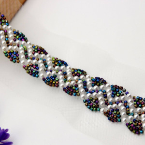 Banda Pasmanterie Perle Multicolore Impletite, 2cm - Img 2