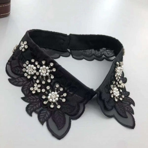 Black Embroidered Collar with Crystals - Img 3