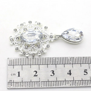 Butoane Pandantive Cristal Argintiu, 25x45 MM - Img 2