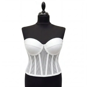 Corset Alb Cu Cupe, Material Satin