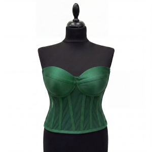 Corset Verde Imperial Cu Cupe, Material Satin