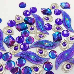 Cristale de Cusut Decorative, Acril, Mov, (50 bucati/set)