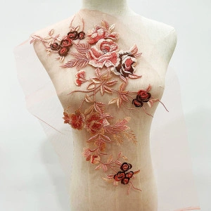 Embroidered appliqué Flowers, 21 x 49 cm
