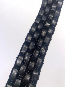Embroidered Lace with Leather & Fluff, 4 cm