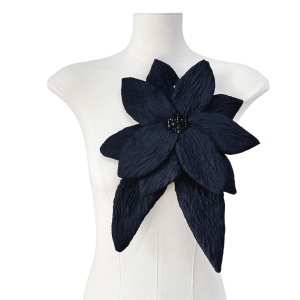 Floare 3D Neagra cu Margele, 25x35 cm