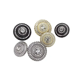 Nasturi Metalici cu Strasuri, 23mm (2 bucati/set)