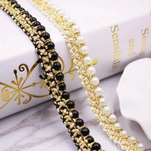 Pearl and Lurex Pasmanterie Band, 1.5 cm