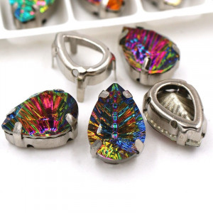 Rainbow Glass Sewing Stones, 14 MM