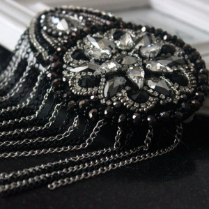 Round Epaulettes Set with Beads & Crystals - Img 4