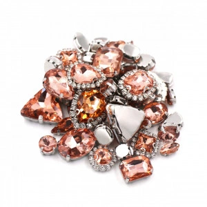 Sewing Crystals Set, Peach, Silver Base - Img 3