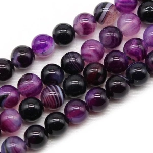 Sirag Agate 8mm, Mov (aprox. 45 buc/sirag)