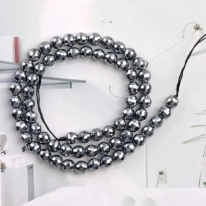 Sirag Hematit 6mm, Argintiu (aprox. 60 buc/sirag)